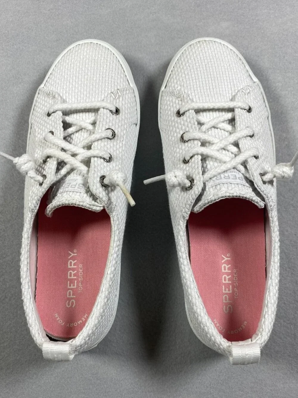 Sperry Crest Vibe Textured White Memory Foam Comfort Sneakers Womens Size 7